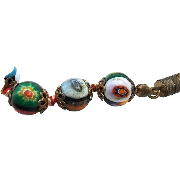Vintage Venetian Murano Millefiori Glass Bead Necklace & Clip-On Earrings Set - Picture 11 of 16